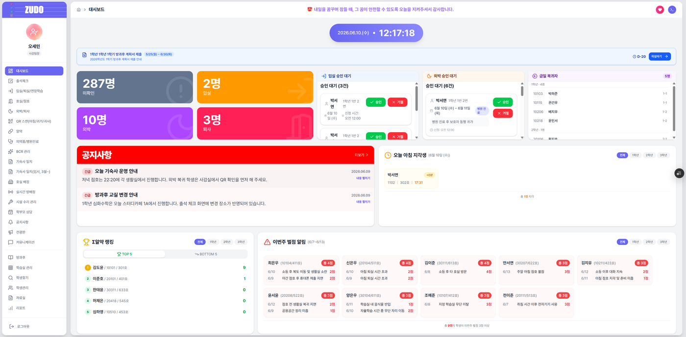 ZUDO (기숙사 관리 시스템)