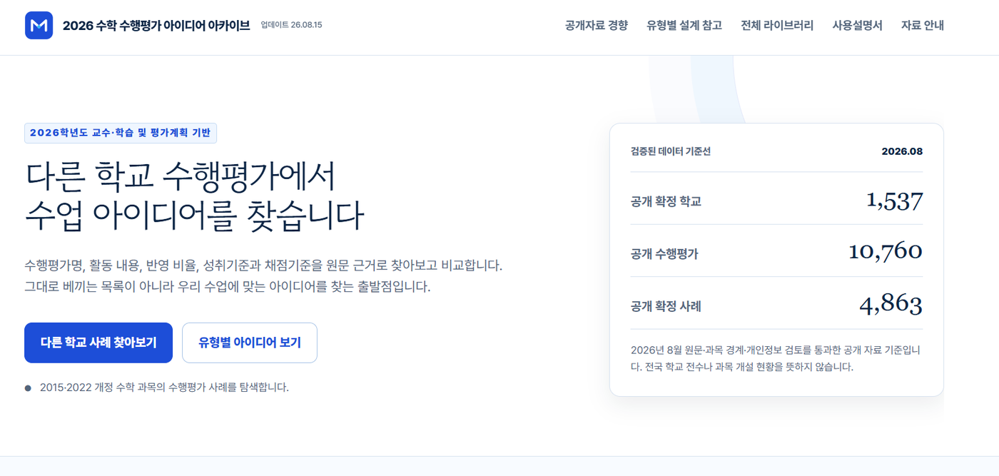 2026 수학 수행평가 아이디어 아카이브