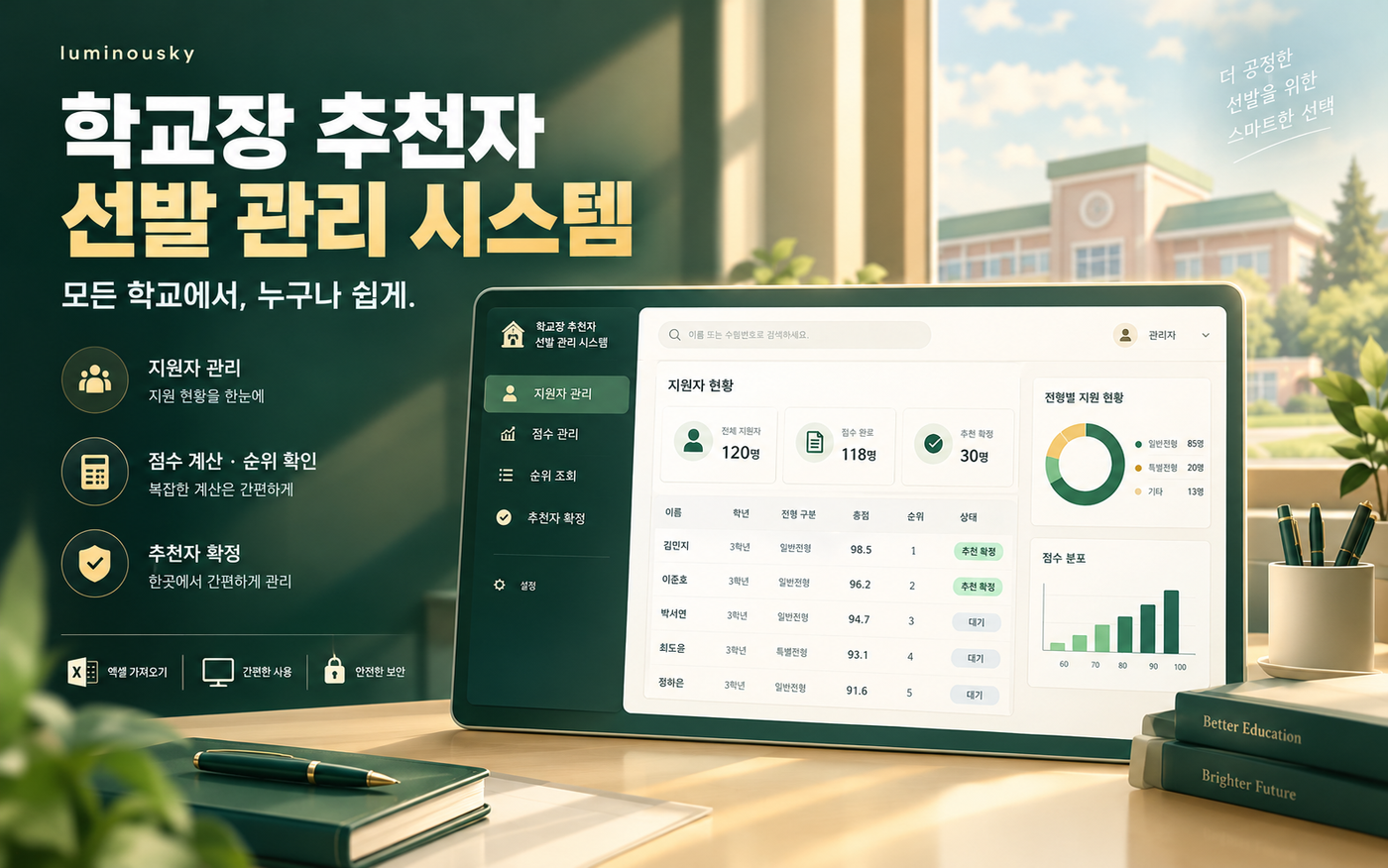 학교장 추천자 선발 관리 시스템 미리보기