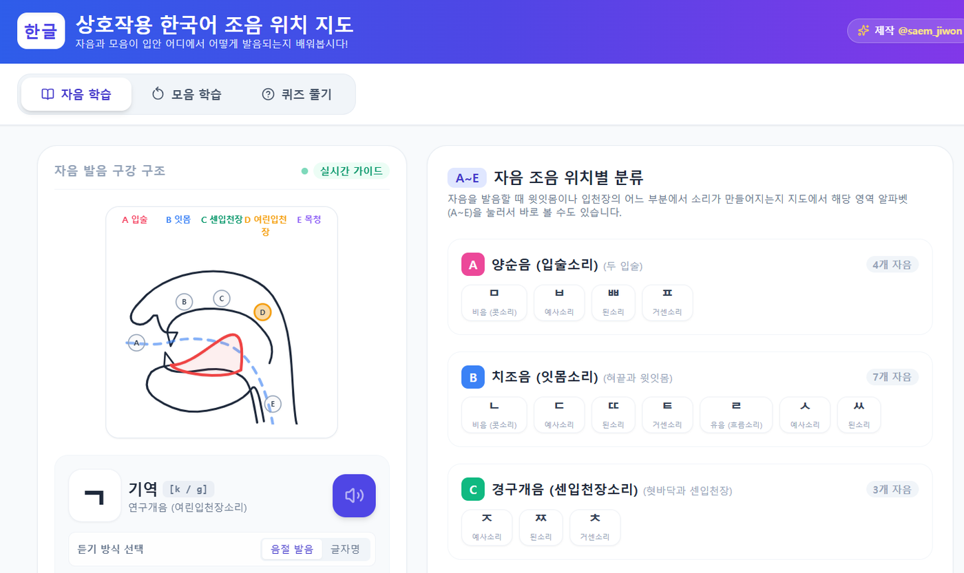 한국어 음운 조음위치 지도